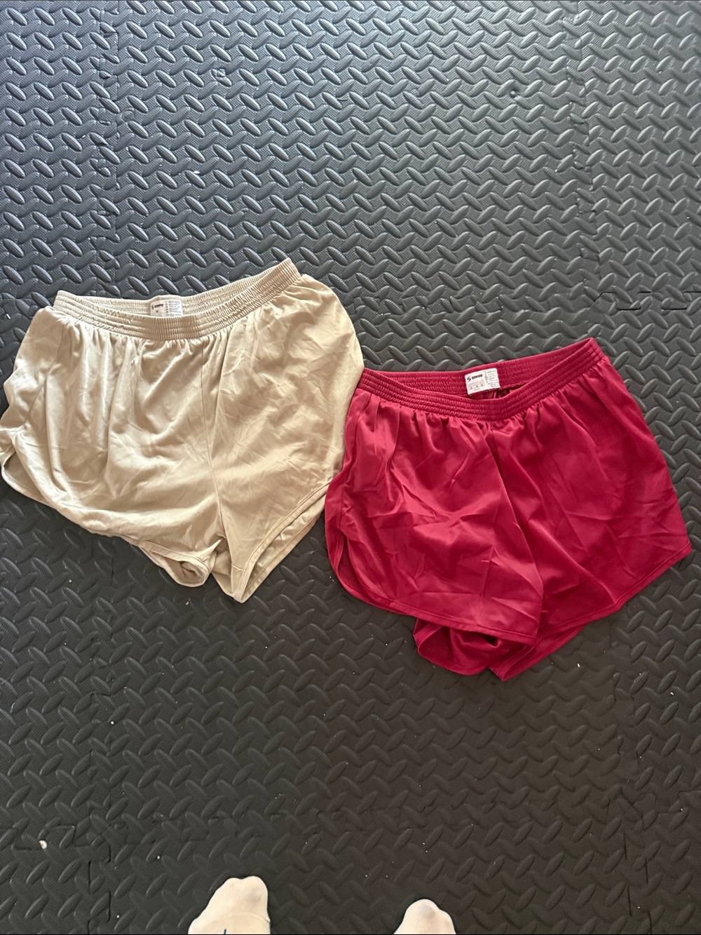 Vintage Women's Athletic Shorts in Cream & Red